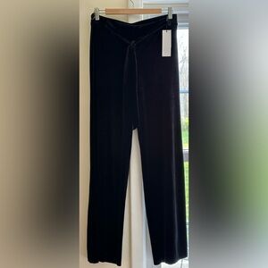 Calvin Klein Black Velvet Wide Flare Leg Tie In Front Dress Pants Sz XS.